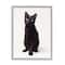 Stupell Industries Cute Black Cat Expressive Eyes Pet Portrait in Gray Frame Wall Art